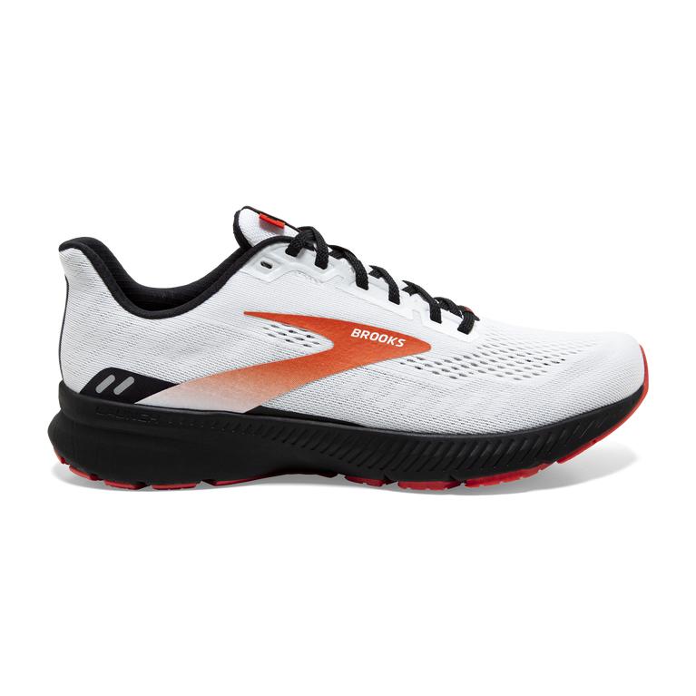 Brooks Men's Launch 8 Light-Cushion Road Running Shoes - White/Black/Red Clay (CTQS71920)